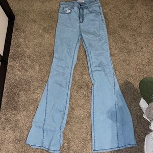 Light blue denim bell bottoms